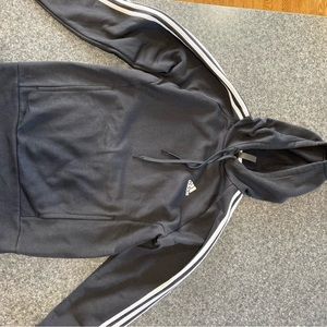 Unisex black Adidas hoodie.
